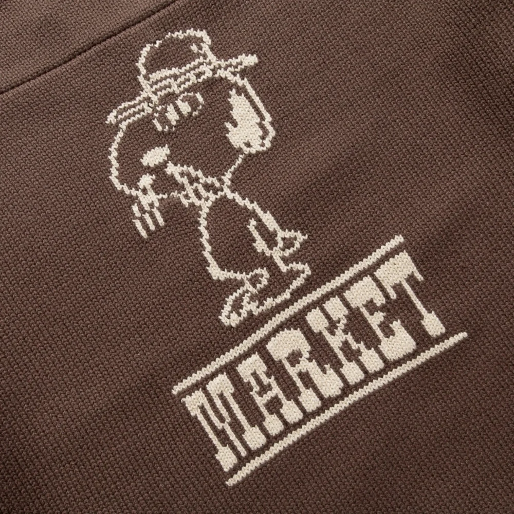 Peanuts x Market Spike Knit Brown Snoopy Collaboration Sweater NWT, US Men's MED - Picture 4 of 8